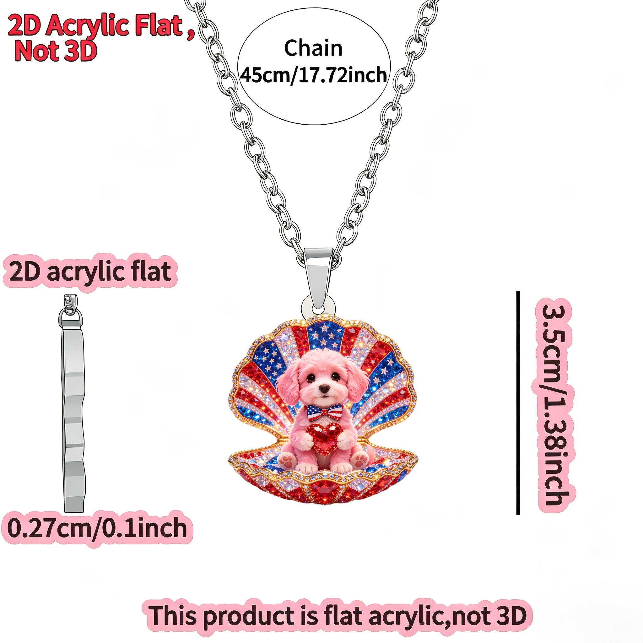 Men's and Women's Teddy Bear Pattern Acrylic Pendant Necklace